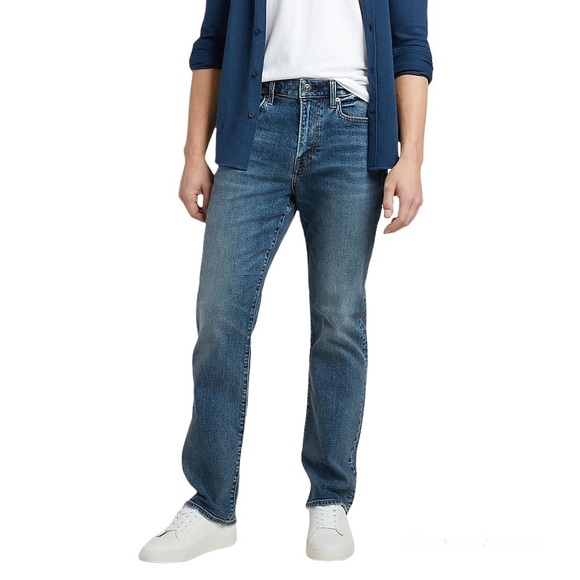 Express Mens Medium Wash Jeans Kingston Classic Fit Straight Leg Size 32 x 34